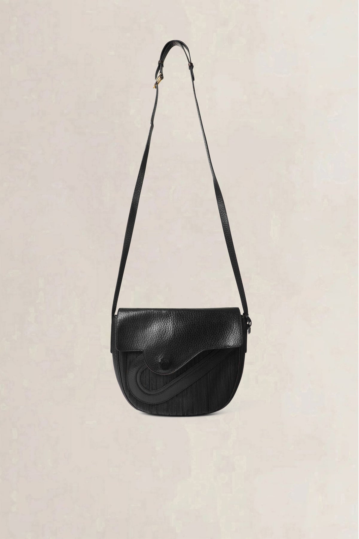 Delvaux Black Vintage Toile de Cuir Crossbody Bag