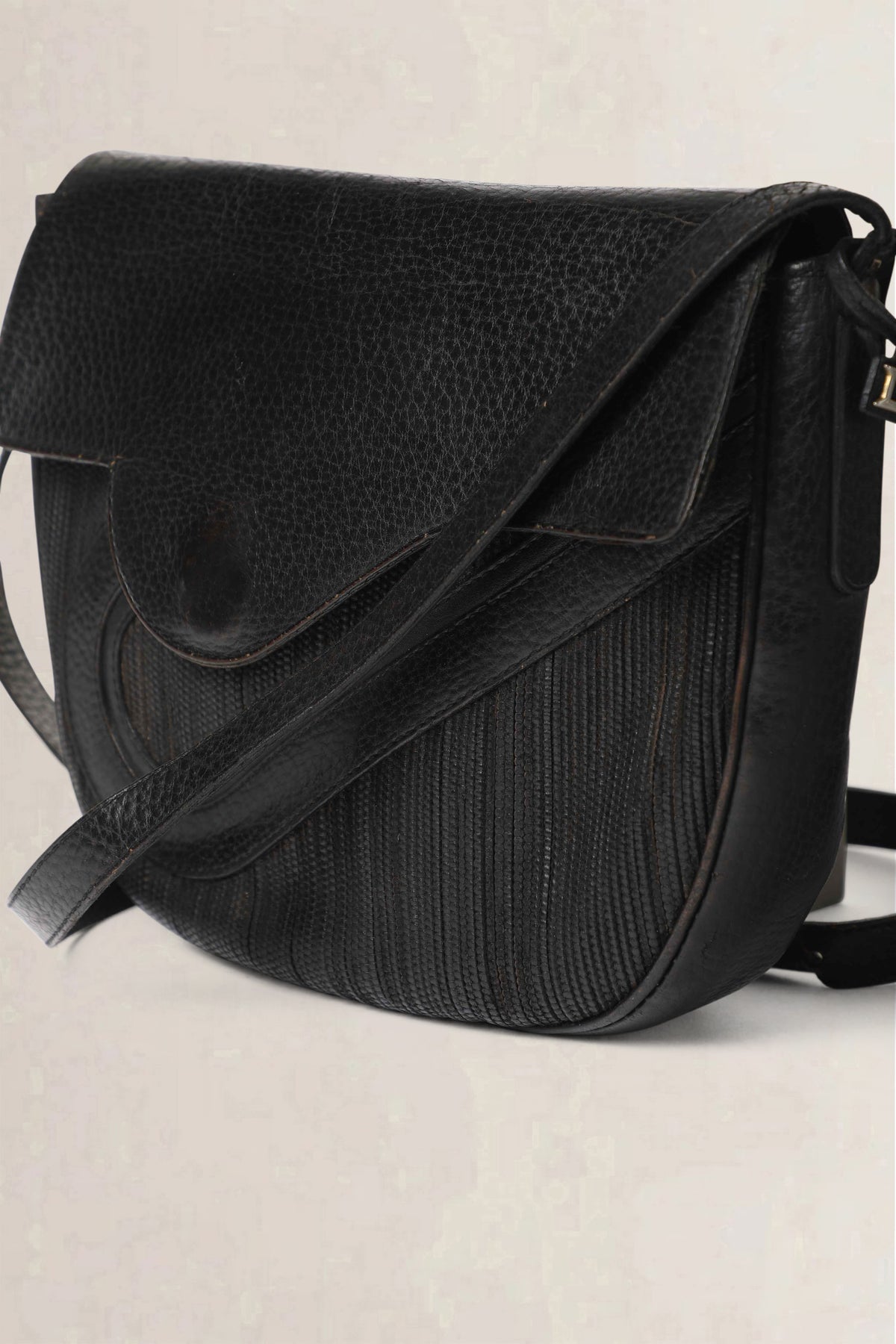 Delvaux Black Vintage Toile de Cuir Crossbody Bag