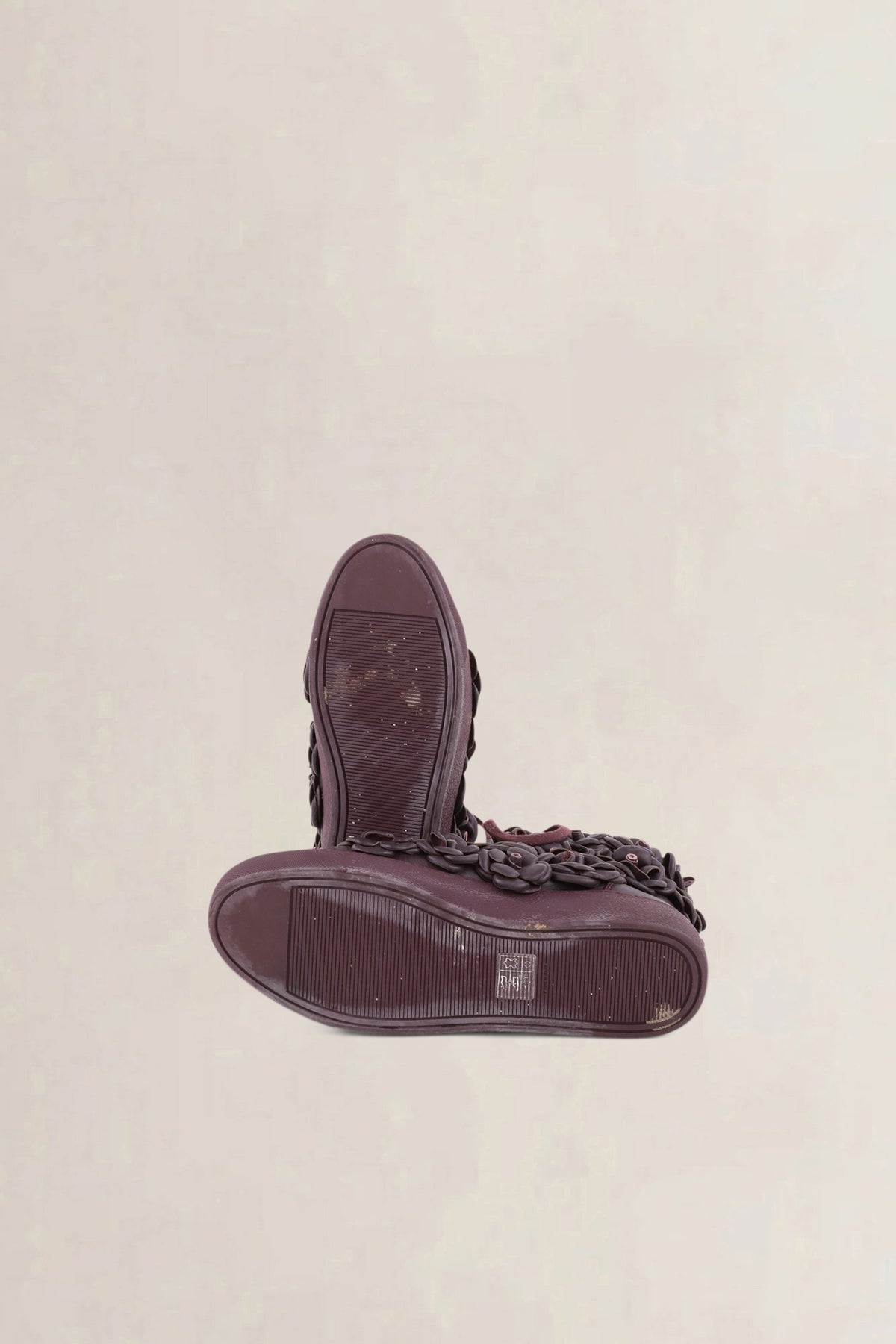 Chanel Burgundy Paris-Edinburgh Camellia High Top Sneakers
