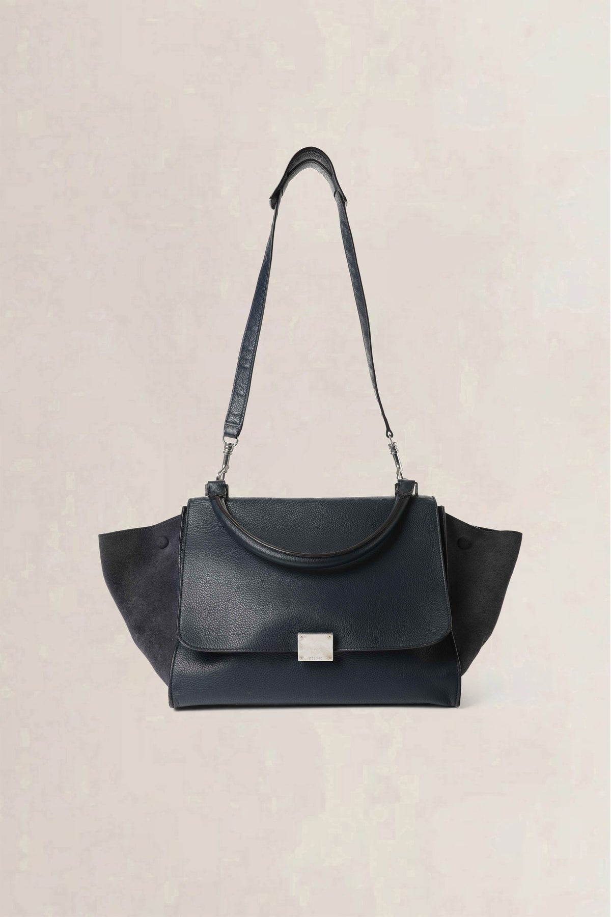 Celine Dark Blue Trapeze Medium Crossbody Bag