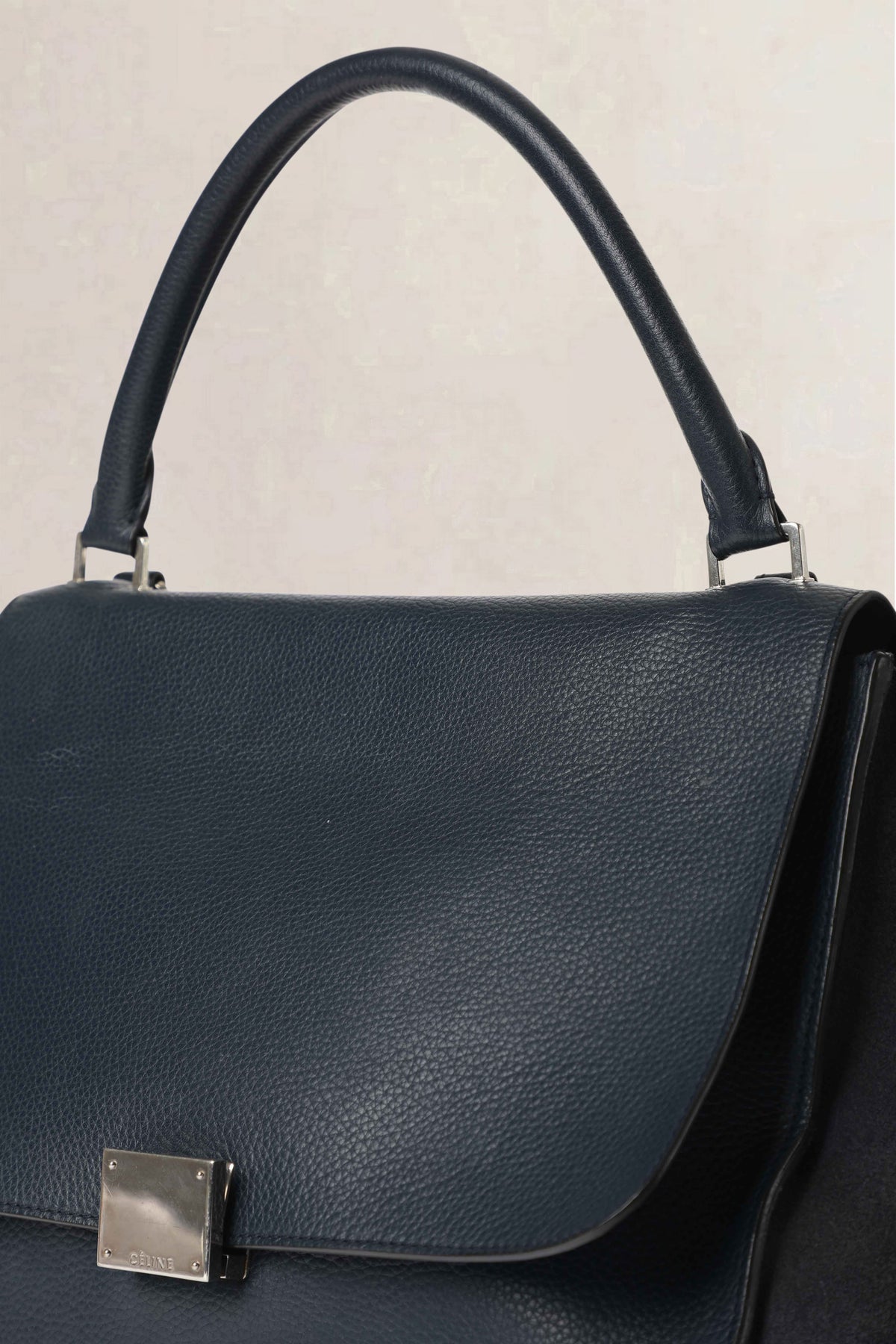 Celine Dark Blue Trapeze Medium Crossbody Bag