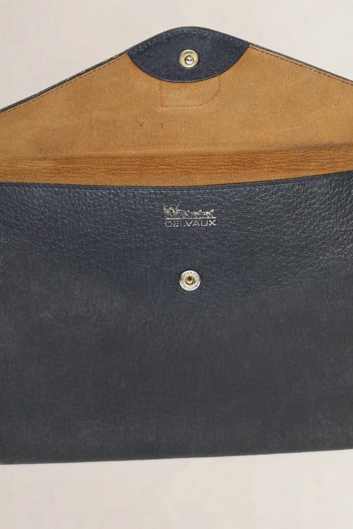 Delvaux Blue Leather Clutch