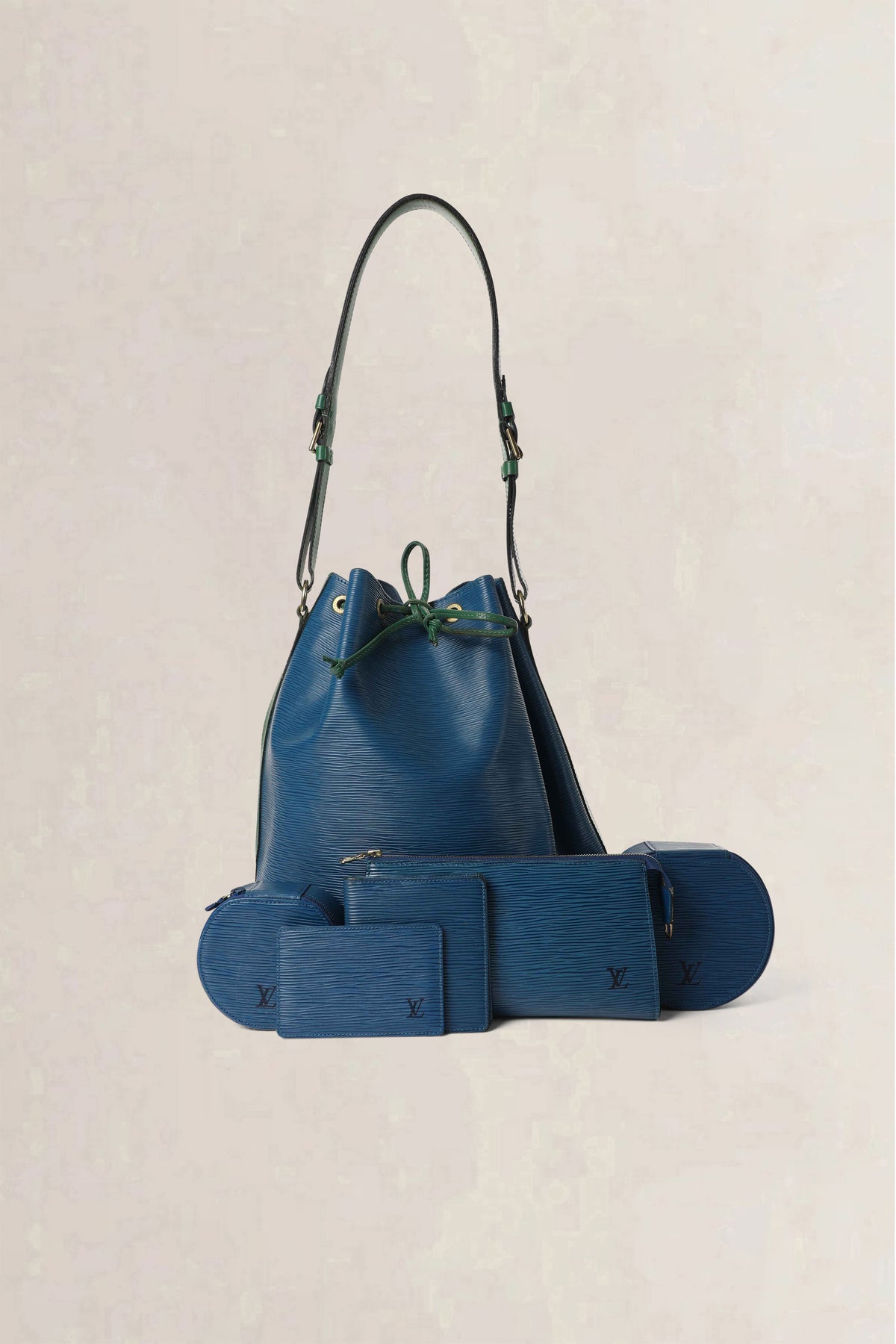 Louis Vuitton Blue & Green Noé Epi Shoulder Bag Set