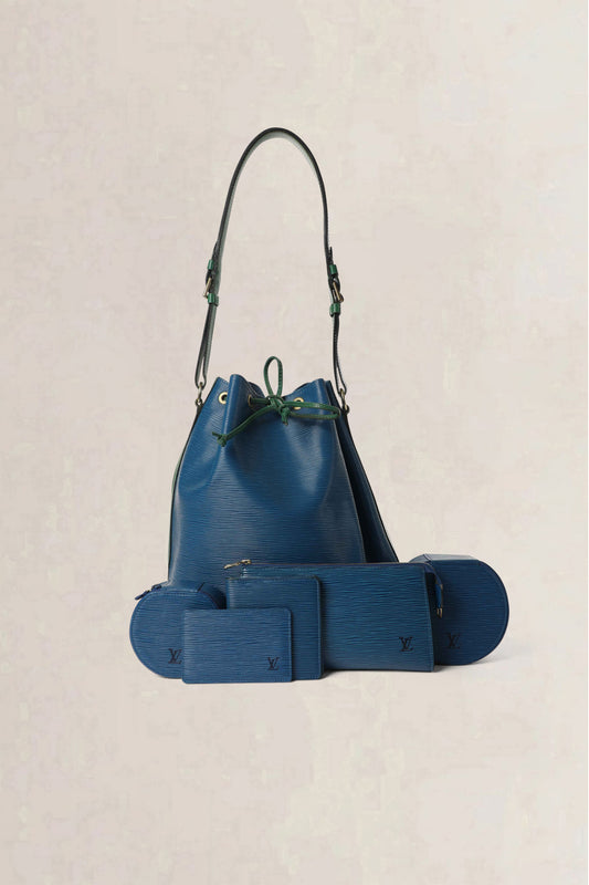 Louis Vuitton Blue & Green Noé Epi Shoulder Bag Set