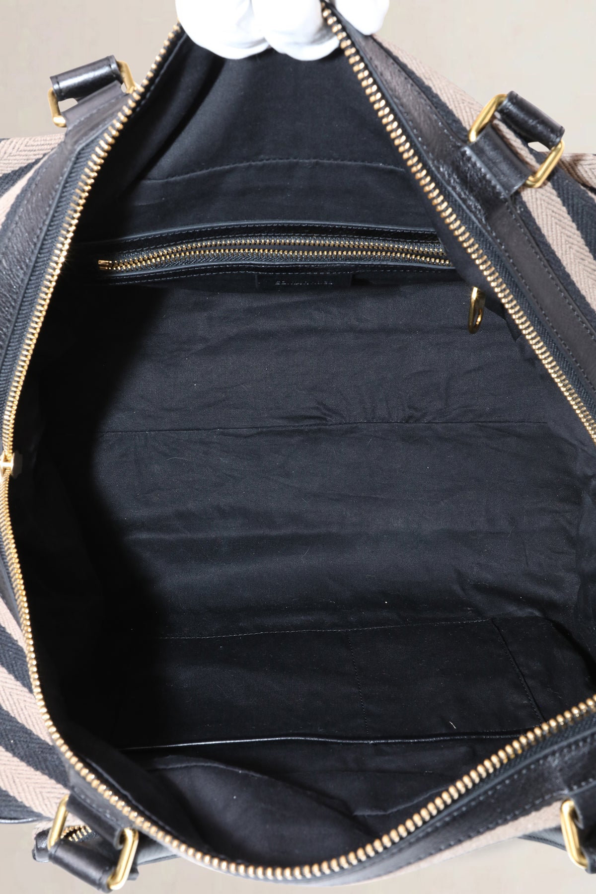 Sonia Rykiel Brown & Black Striped Top Handle Bag