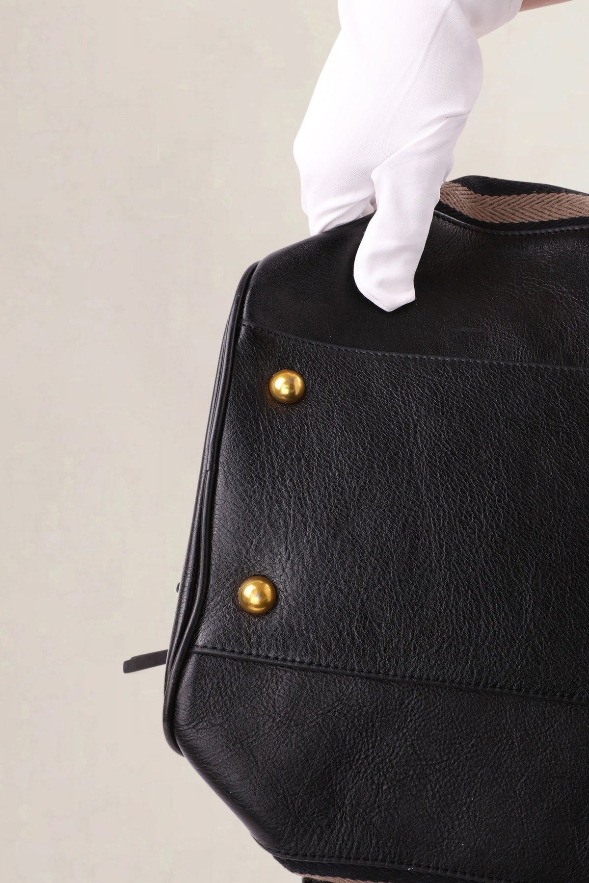 Sonia Rykiel Brown & Black Striped Top Handle Bag