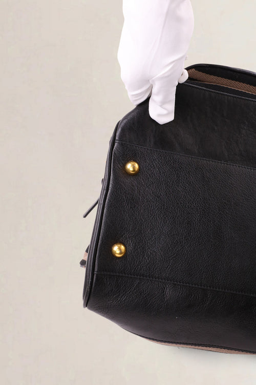 Sonia Rykiel Brown & Black Striped Top Handle Bag
