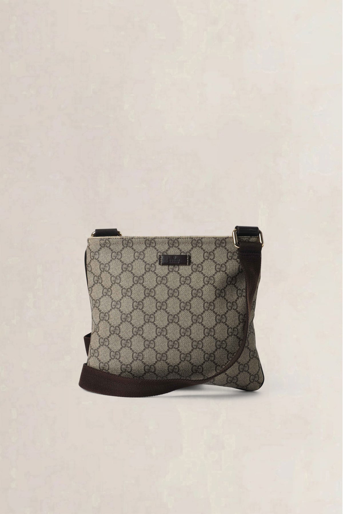 Gucci Beige & Brown GG Canvas Small Messenger Crossbody Bag