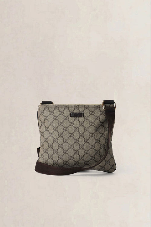 Gucci Beige & Brown GG Canvas Small Messenger Crossbody Bag