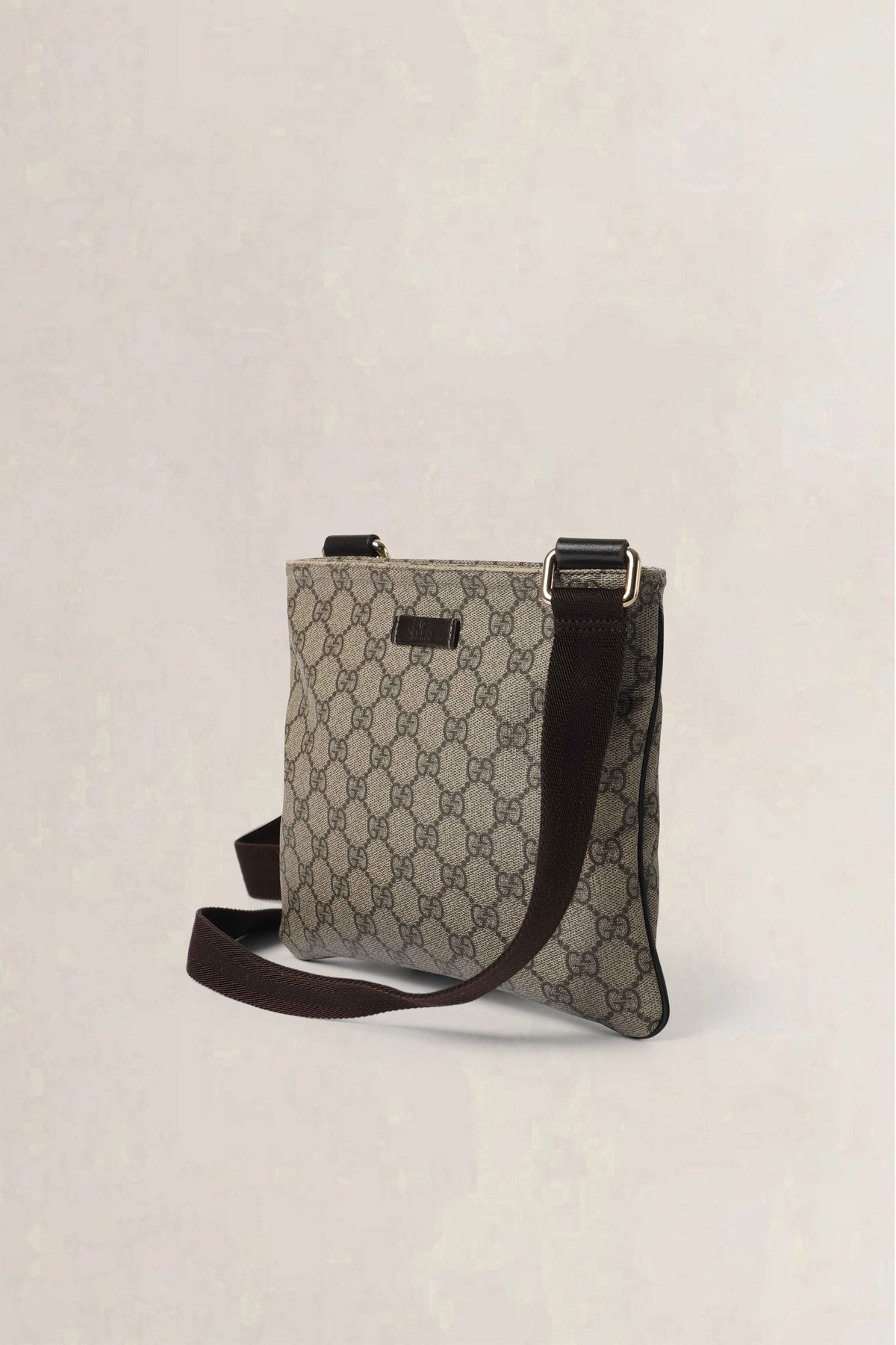 Gucci Beige & Brown GG Canvas Small Messenger Crossbody Bag