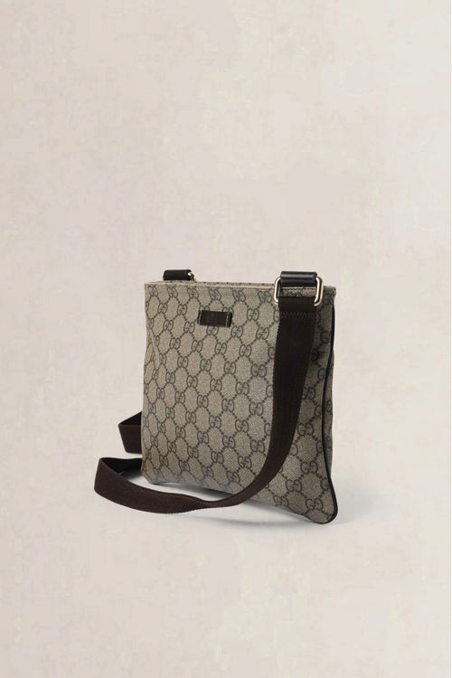 Gucci Beige & Brown GG Canvas Small Messenger Crossbody Bag