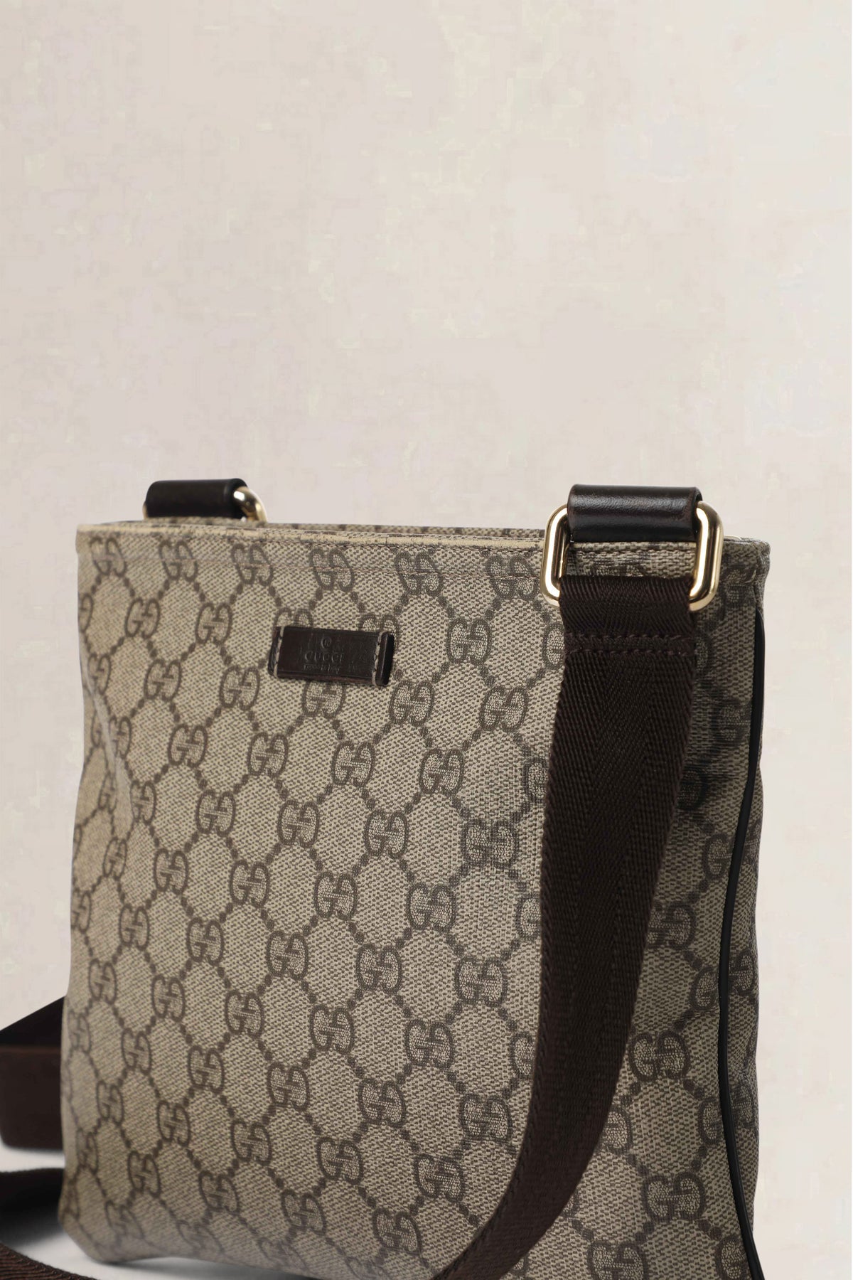 Gucci Beige & Brown GG Canvas Small Messenger Crossbody Bag