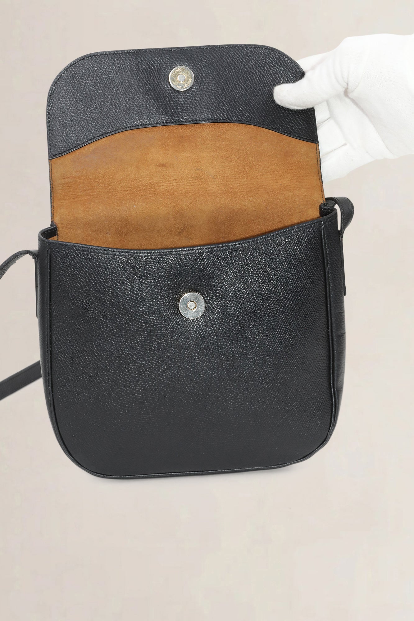 Delvaux Black Leather "D" Crossbody Bag