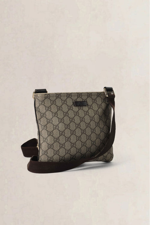 Gucci Beige & Brown GG Canvas Small Messenger Crossbody Bag