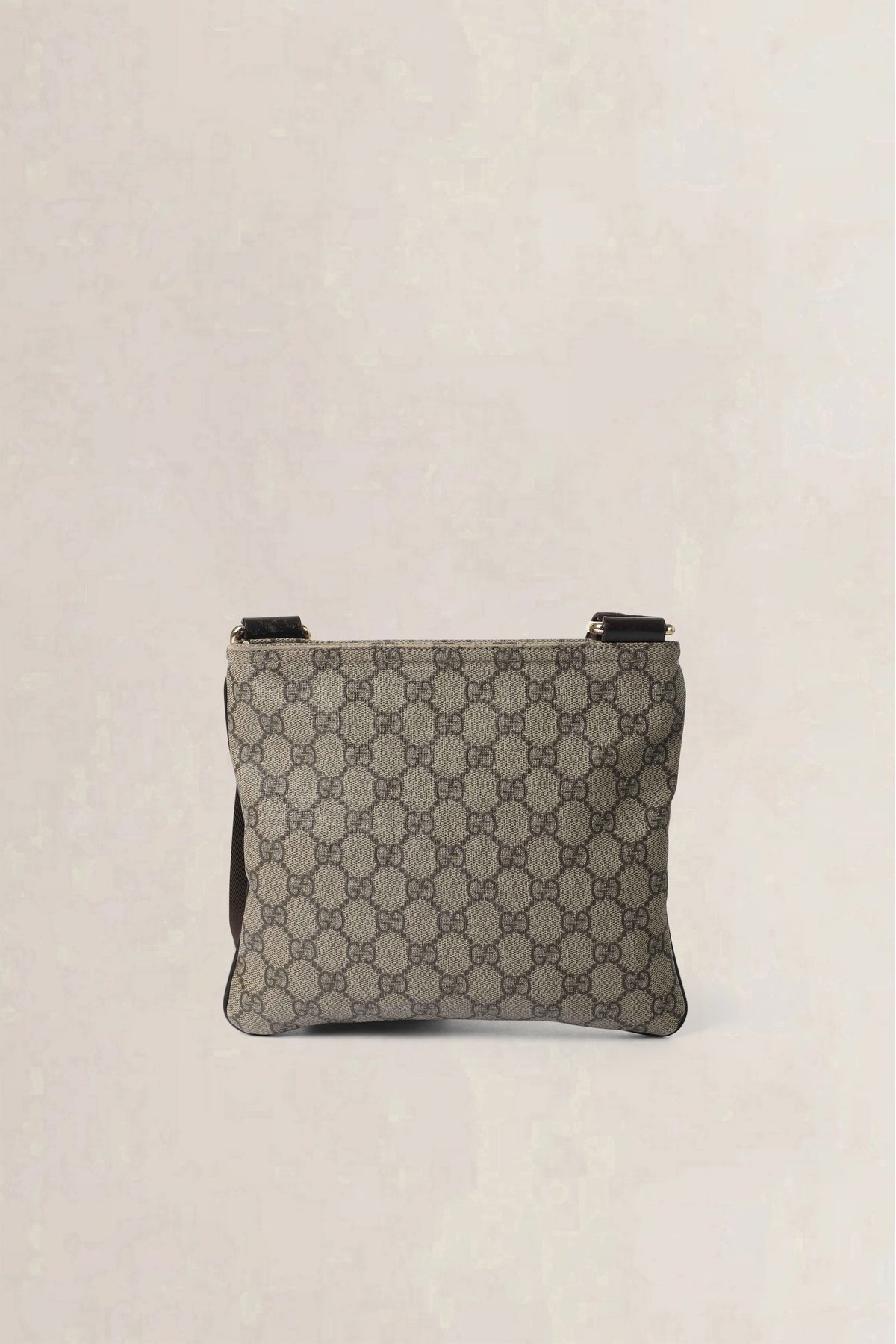 Gucci Beige & Brown GG Canvas Small Messenger Crossbody Bag
