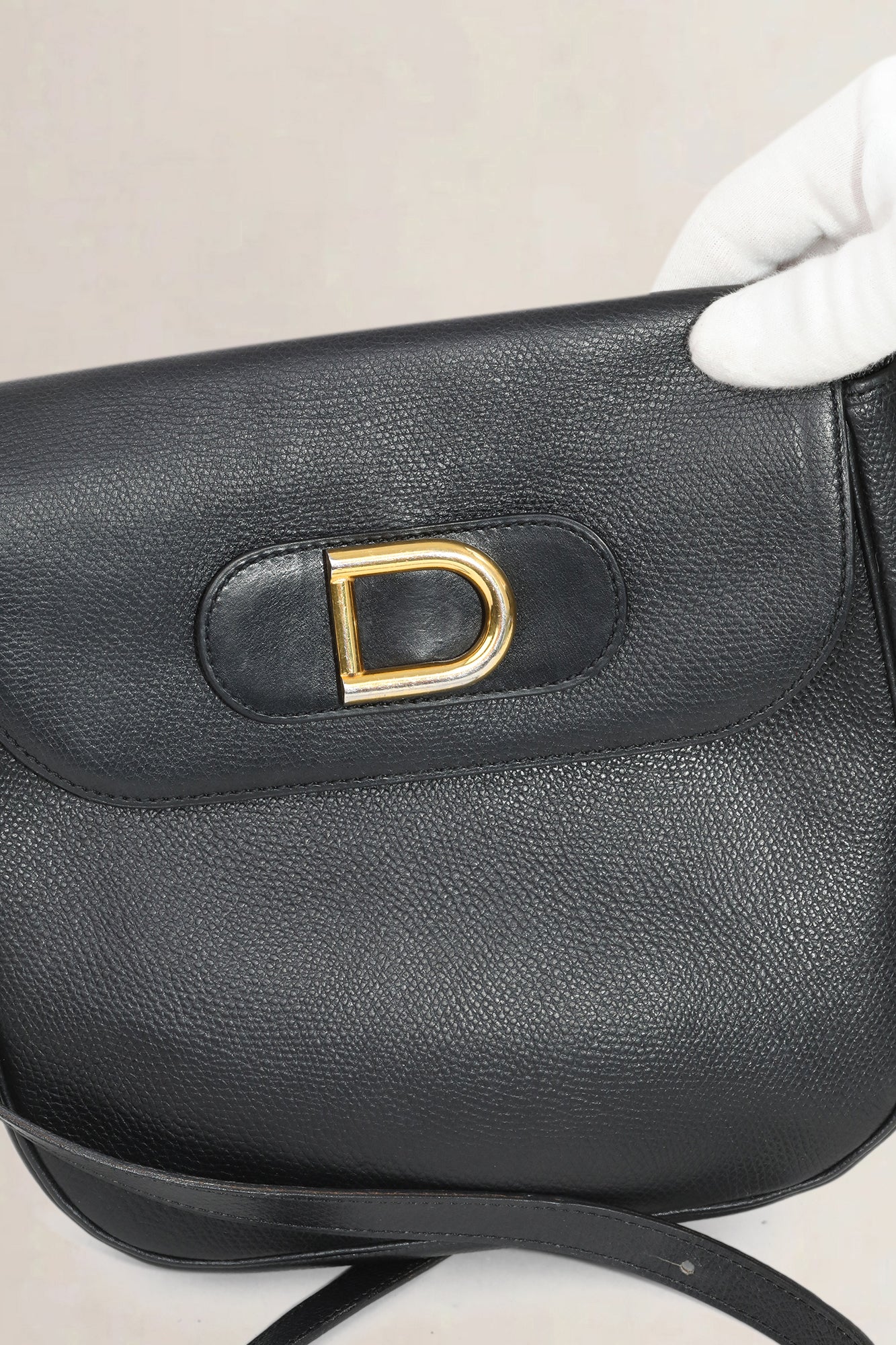 Delvaux Black Leather "D" Crossbody Bag