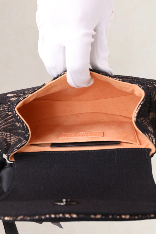 Chanel Vintage Black Lace Ribbon Clutch