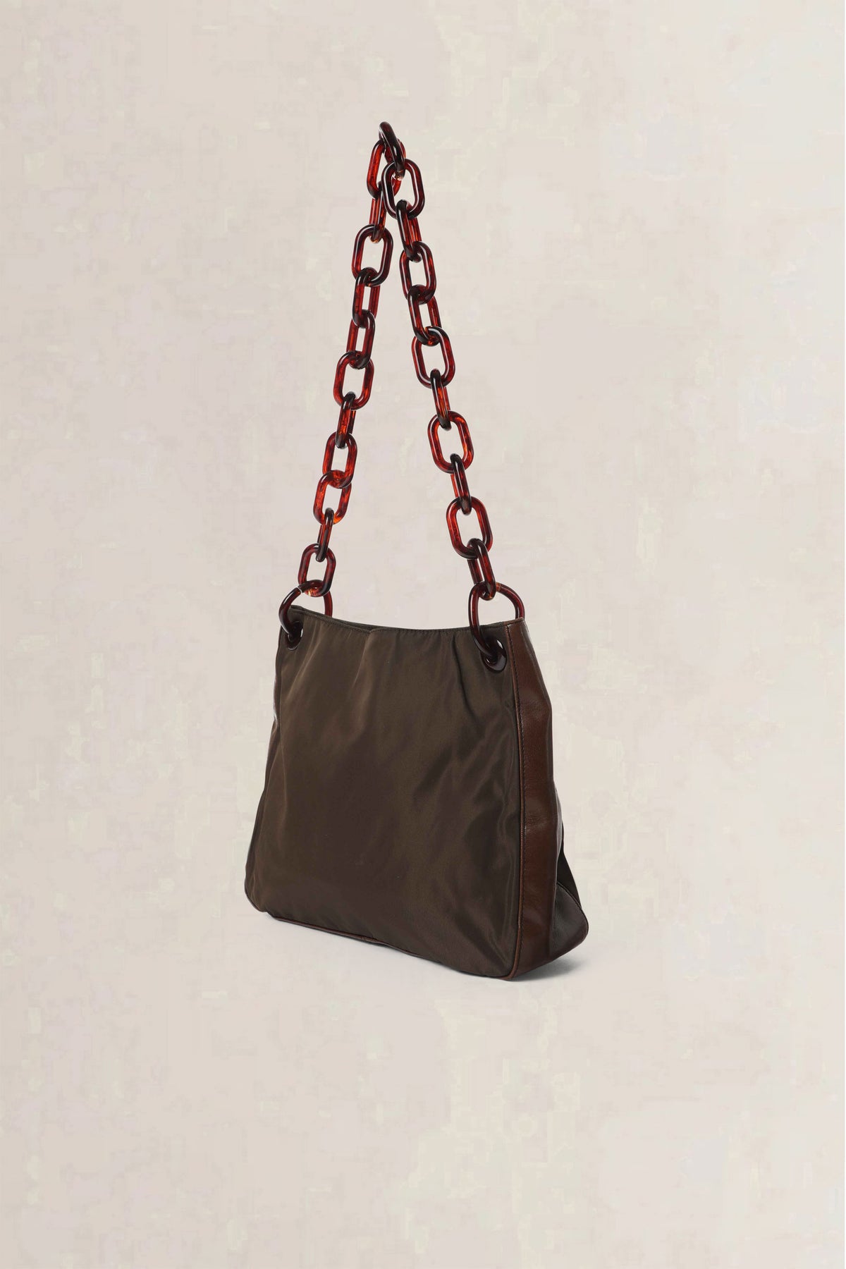 Prada Khaki Vintage Tortoiseshell Chain Shoulder Bag