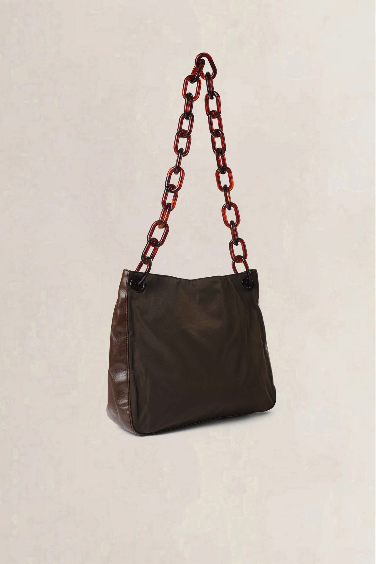 Prada Khaki Vintage Tortoiseshell Chain Shoulder Bag