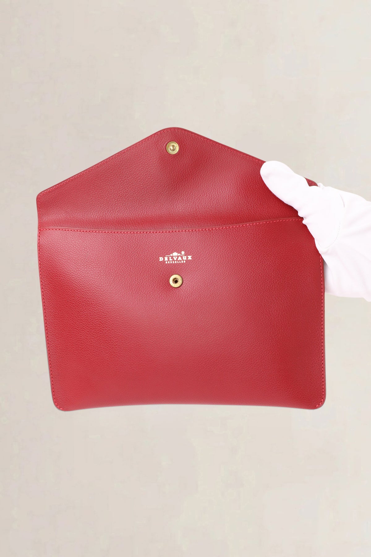 Delvaux Light Rosso Jumping Calf Envelope Clutch