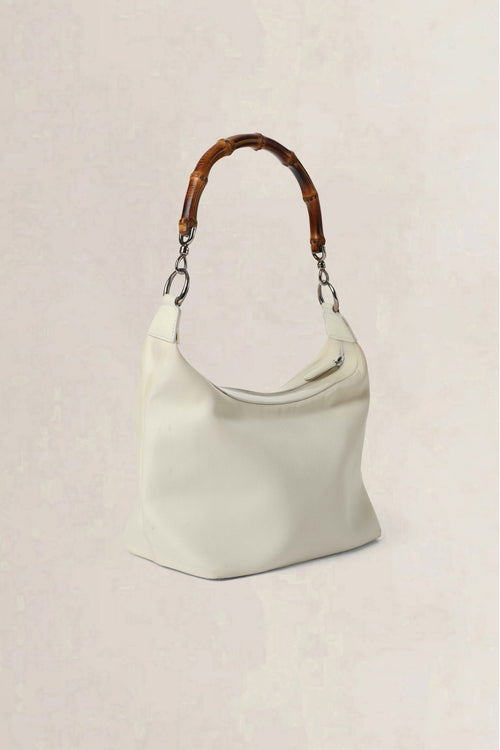 Gucci blanc Bamboo à poignée Sac porté épaule