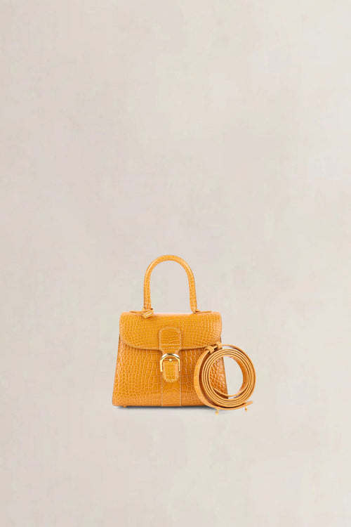 Delvaux Soft Yellow Brillant Crocodile Mini Crossbody Bag
