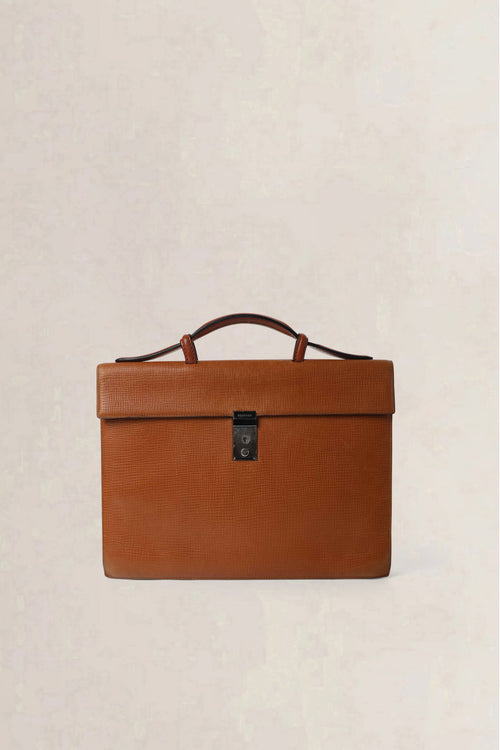 Delvaux Cognac Vintage Briefcase Top Handle Bag