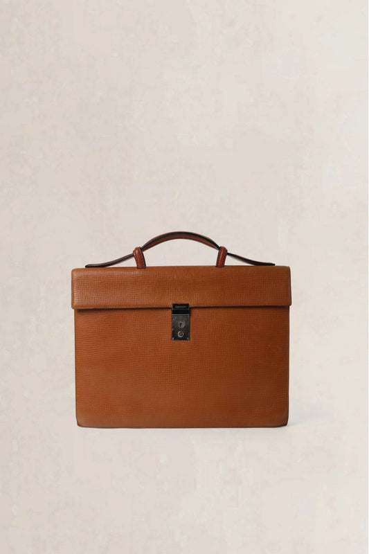 Delvaux Cognac Vintage Briefcase Top Handle Bag
