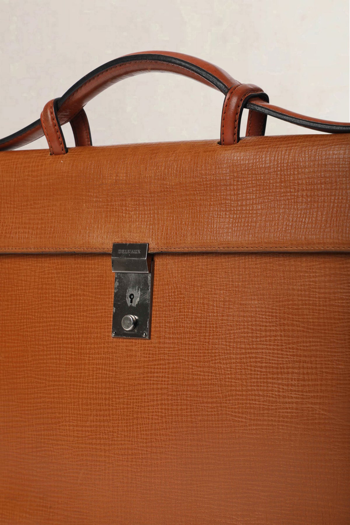 Delvaux Cognac Vintage Briefcase Top Handle Bag