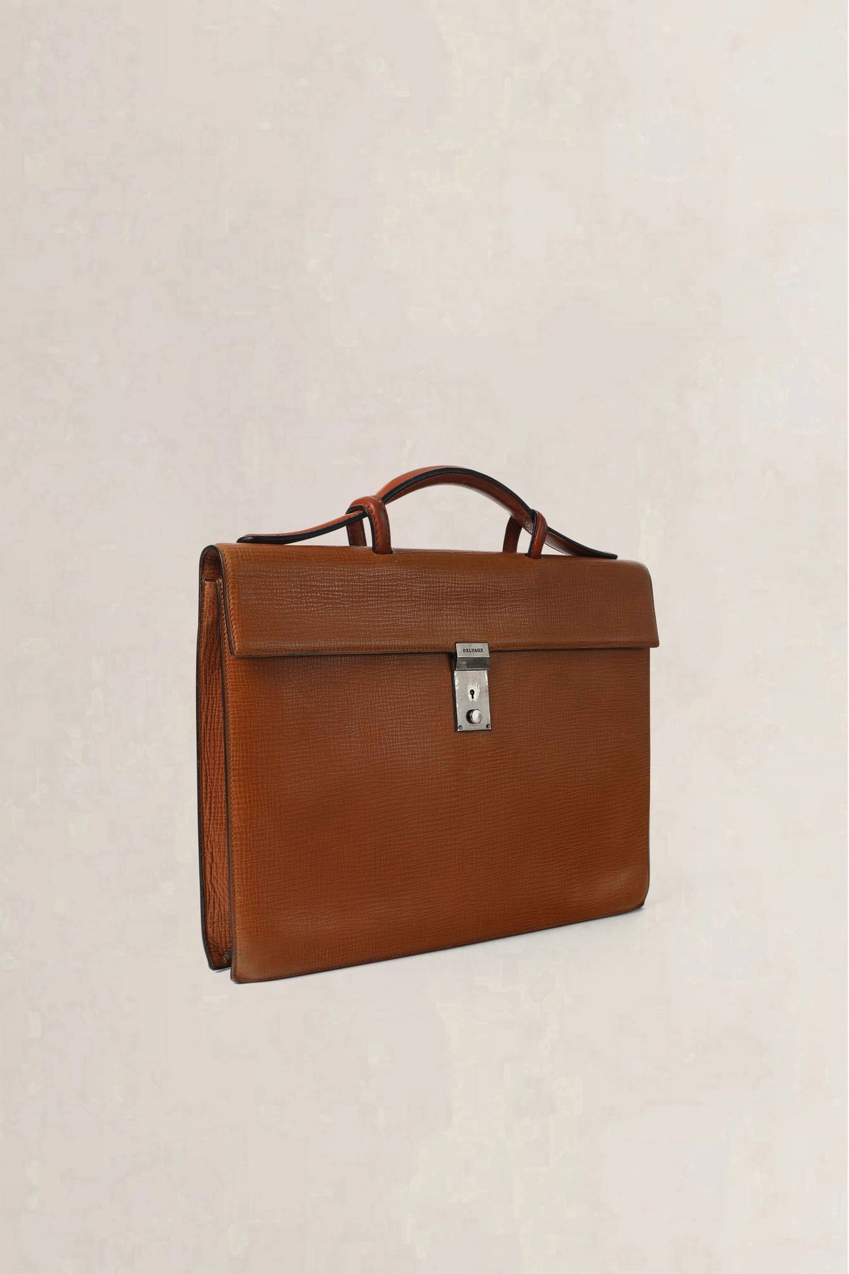 Delvaux Cognac Vintage Briefcase Top Handle Bag