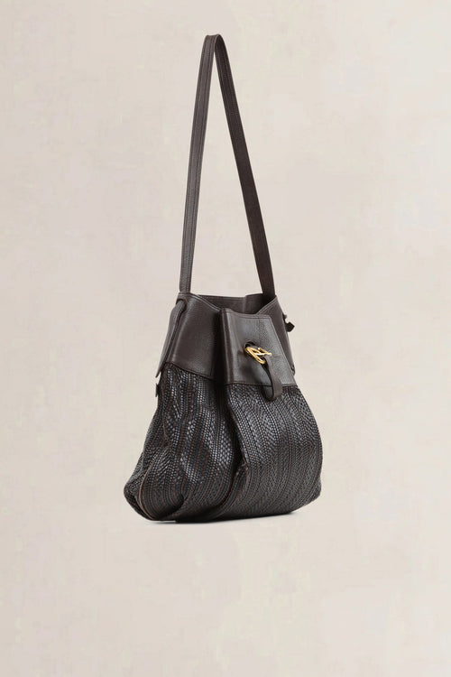 Delvaux Brown Toile De Cuir Leather Faust Shoulder Bag