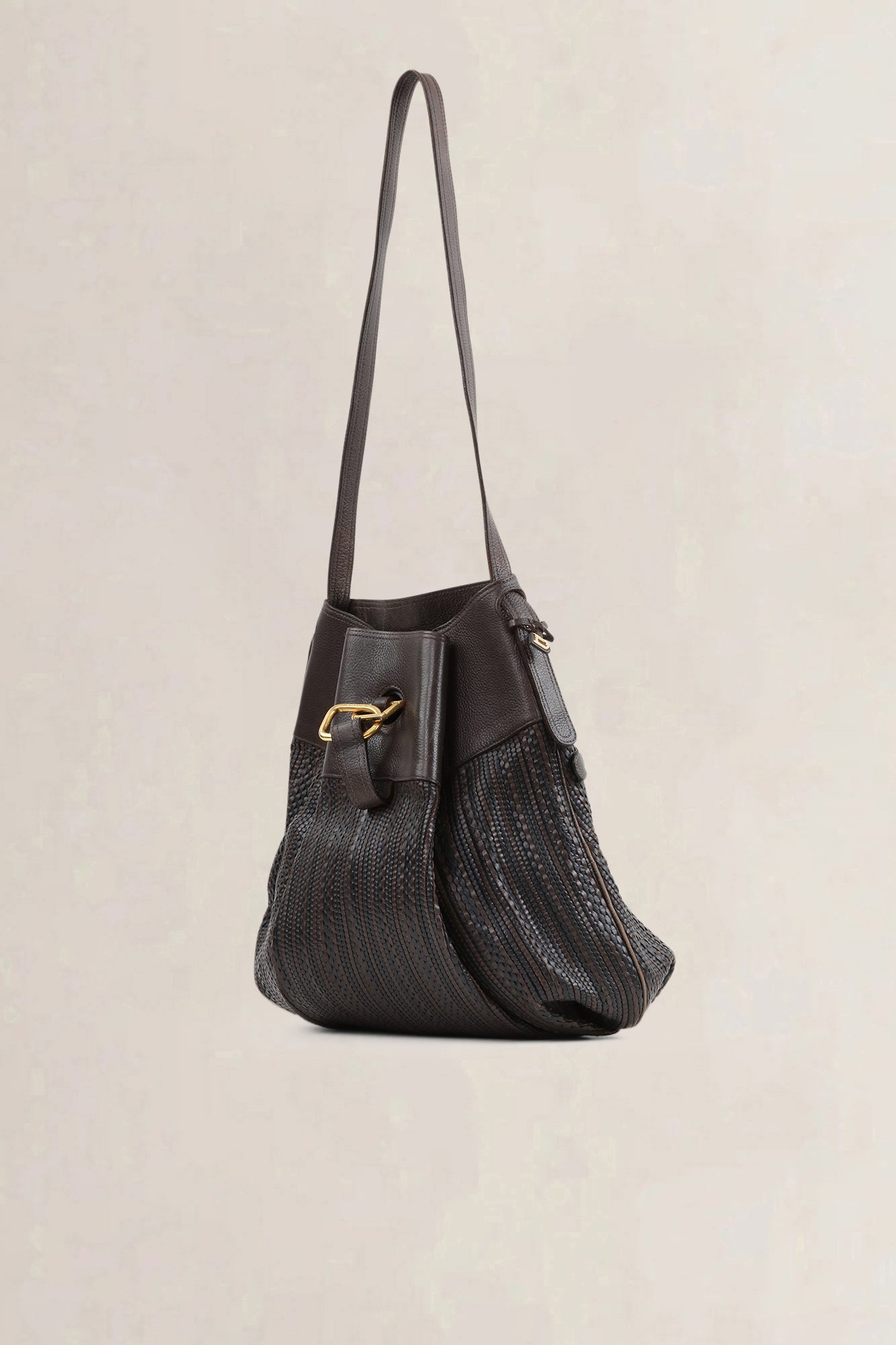 Delvaux Brown Toile De Cuir Leather Faust Shoulder Bag