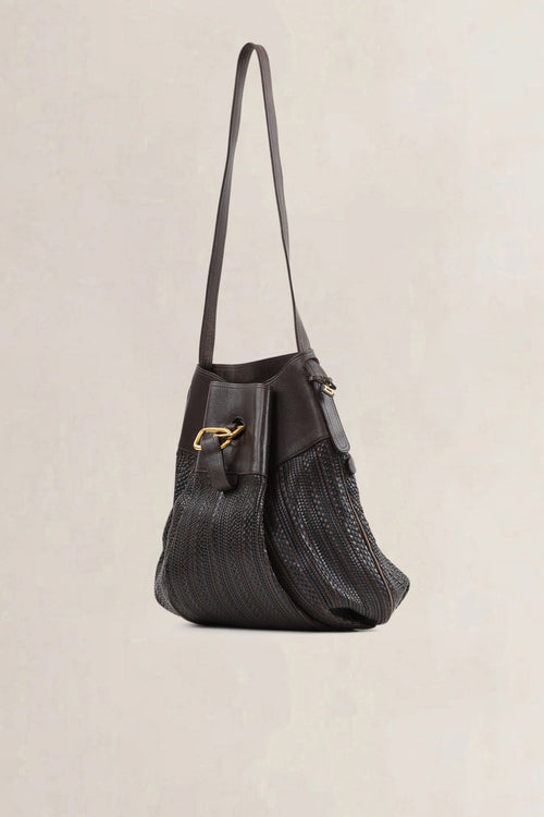 Delvaux Brown Toile De Cuir Leather Faust Shoulder Bag