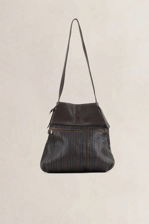 Delvaux Brown Toile De Cuir Leather Faust Shoulder Bag