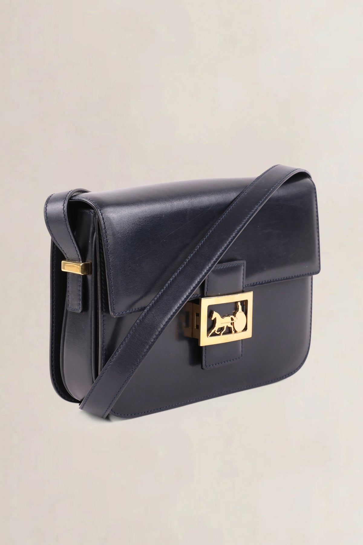 Céline Vintage Navy Carriage Crossbody Bag