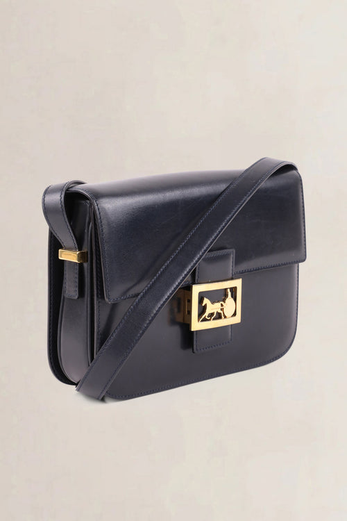 Céline Vintage Navy Carriage Crossbody Bag