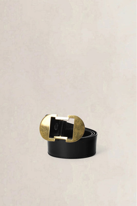 Delvaux Black Patent Reversible Belt — vintage