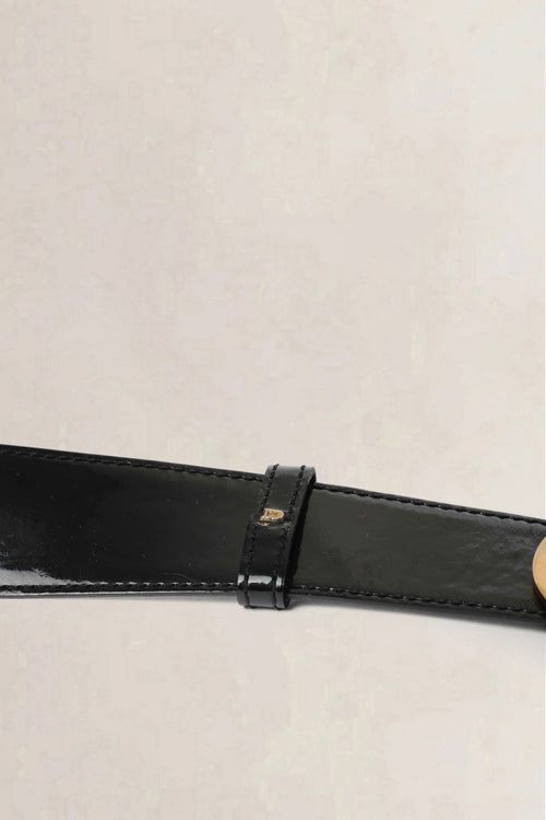 Delvaux Ceinture réversible en cuir verni noir