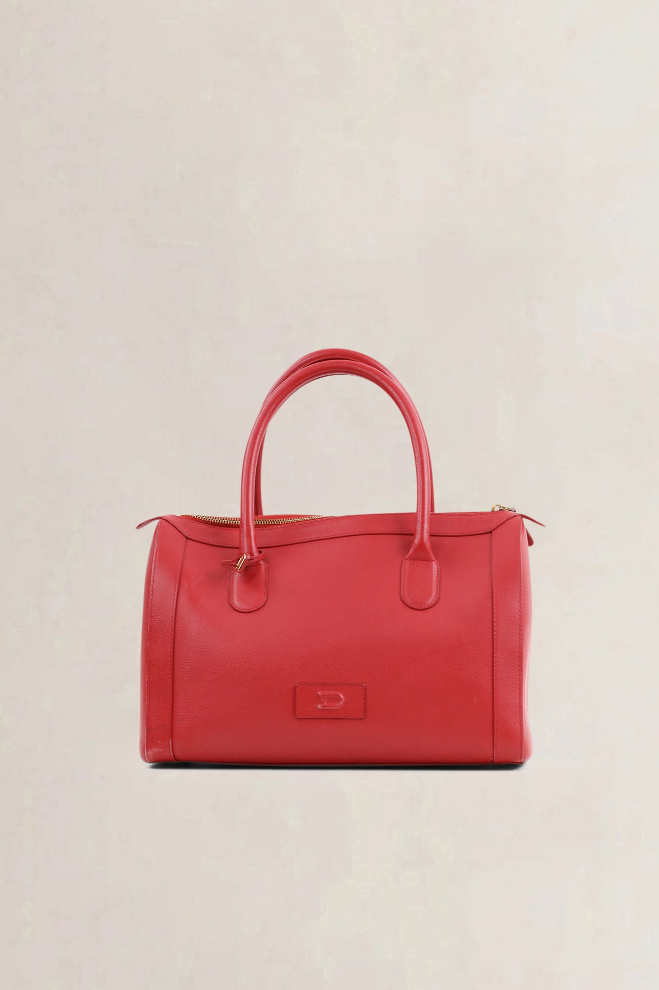 Delvaux Red Leather Boston Bag