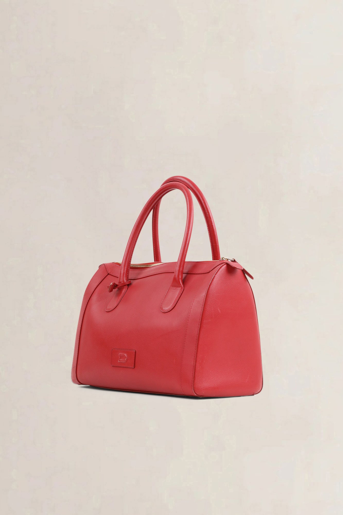 Delvaux Red Leather Boston Bag