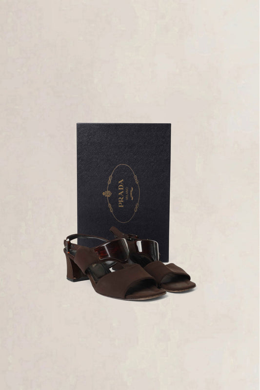 Prada Brown Vintage Tortoiseshell Heeled Sandals