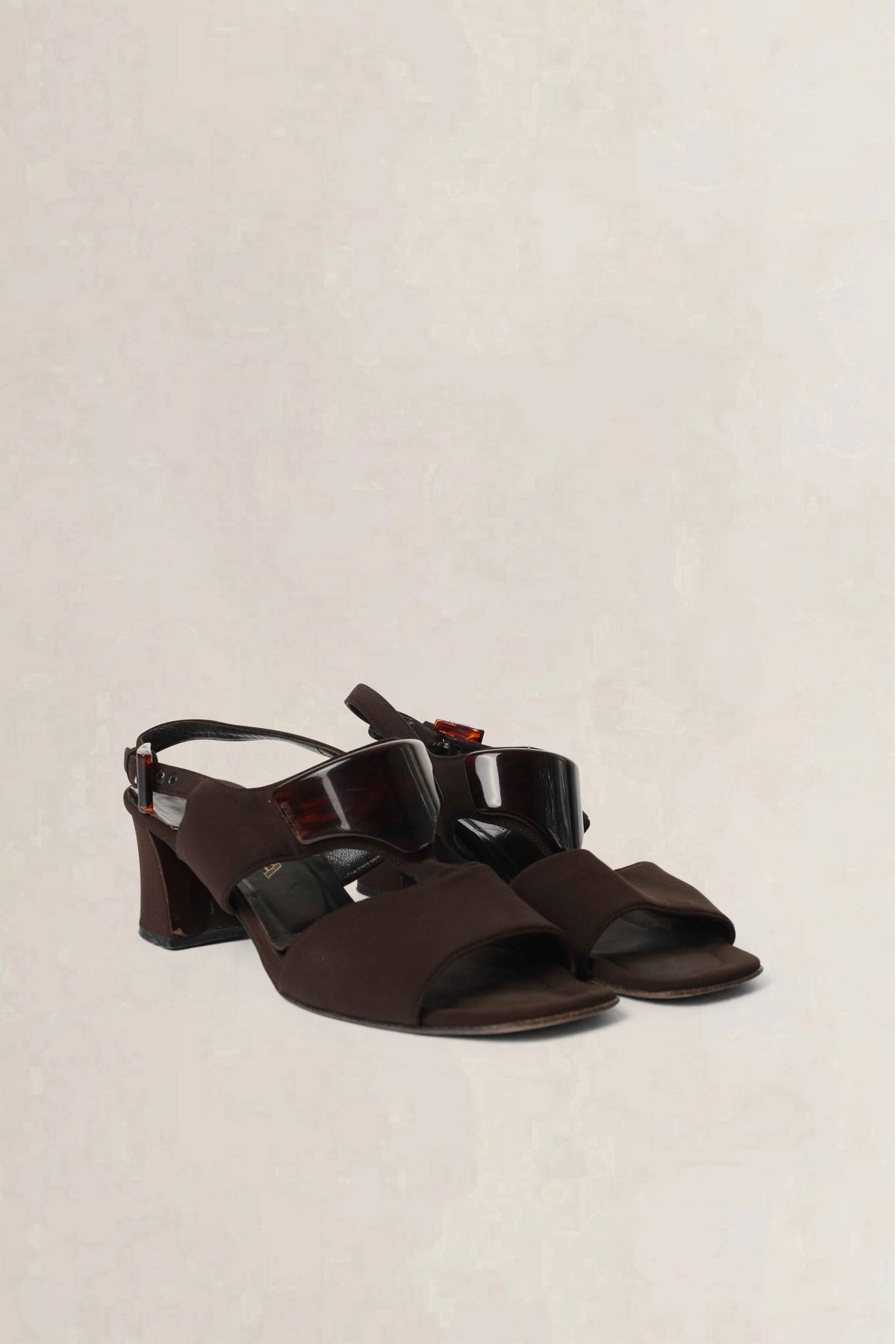 Prada Brown Vintage Tortoiseshell Heeled Sandals