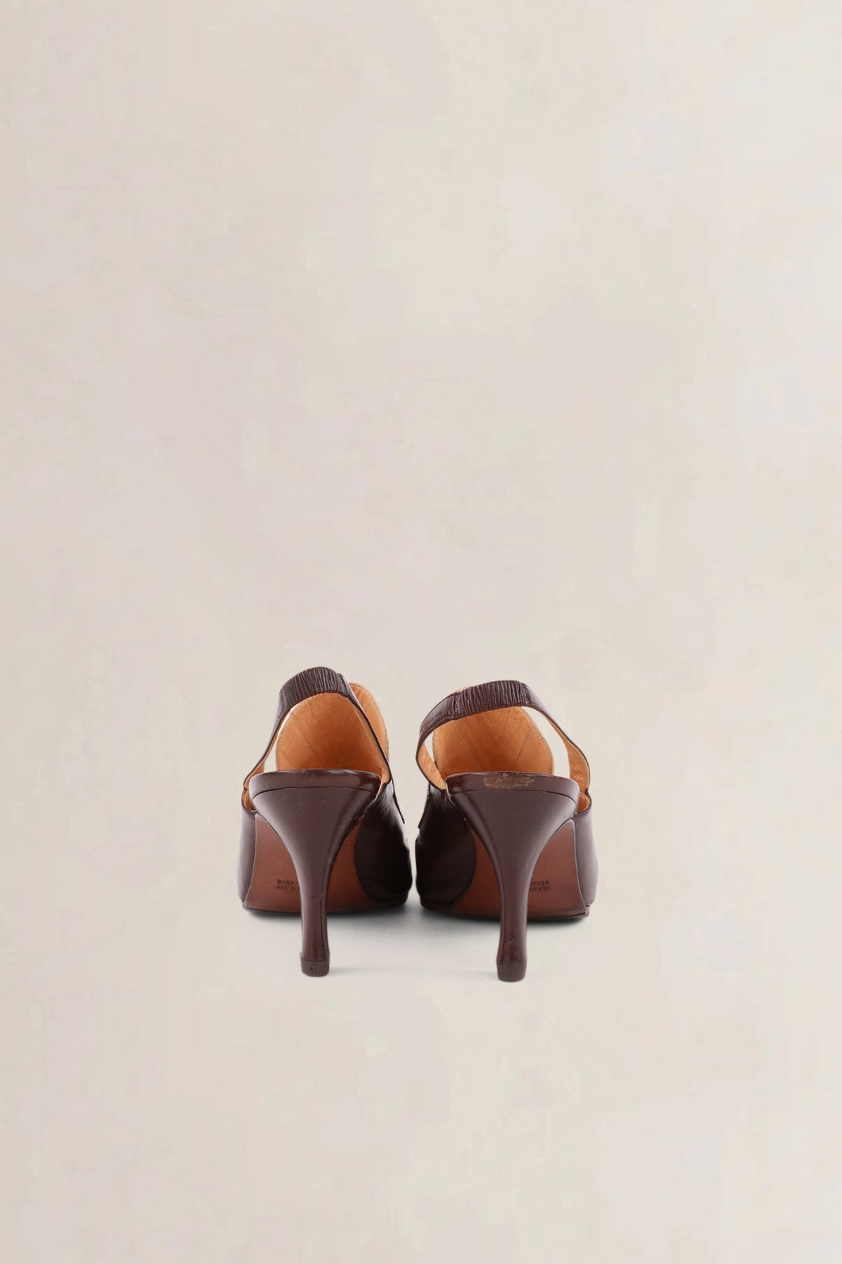 Céline Vintage White & Brown Slingback Loafer Pumps