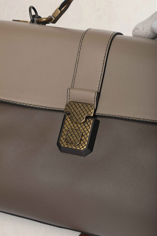 Bottega Veneta Grey & Brown Piazza Small Crossbody Bag