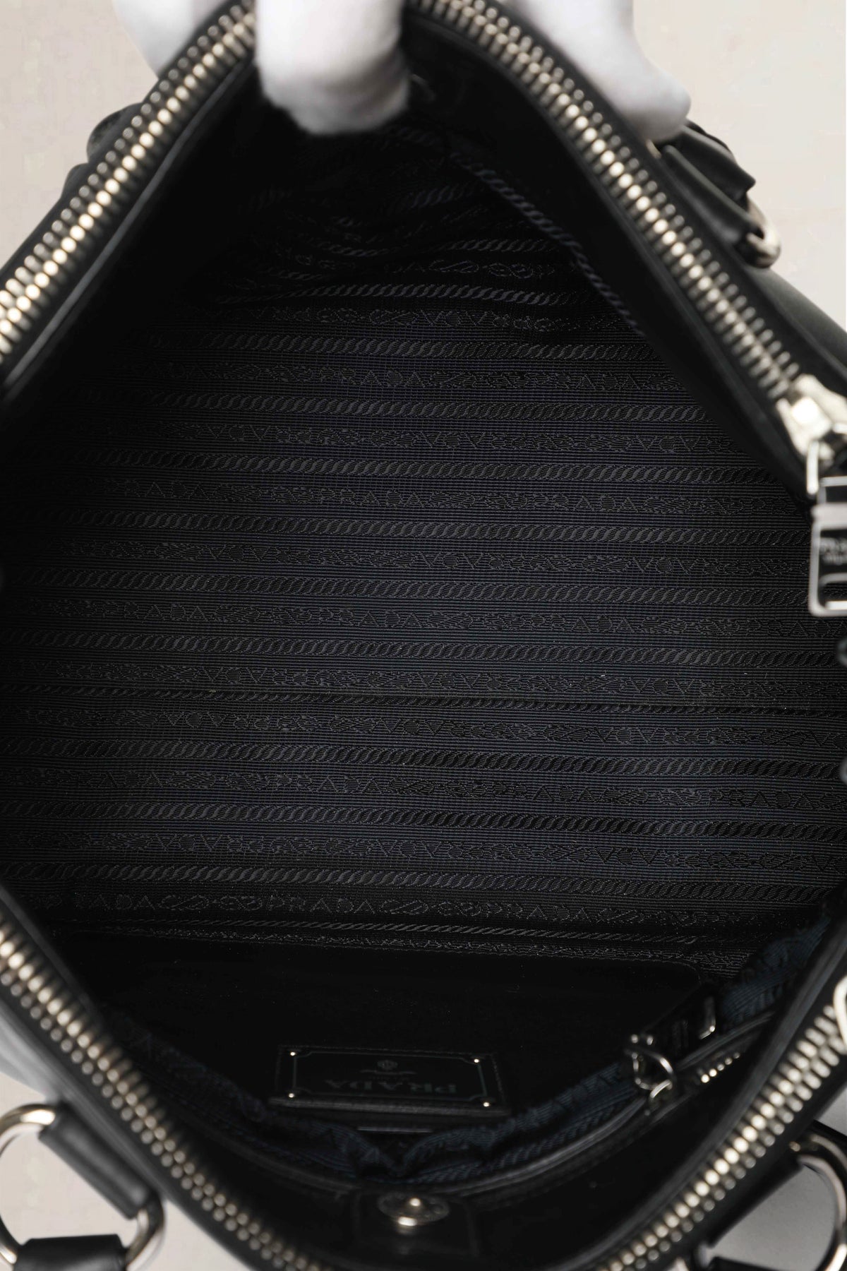 Prada Black Soft Calf Galleria Double Zip Medium Crossbody Bag