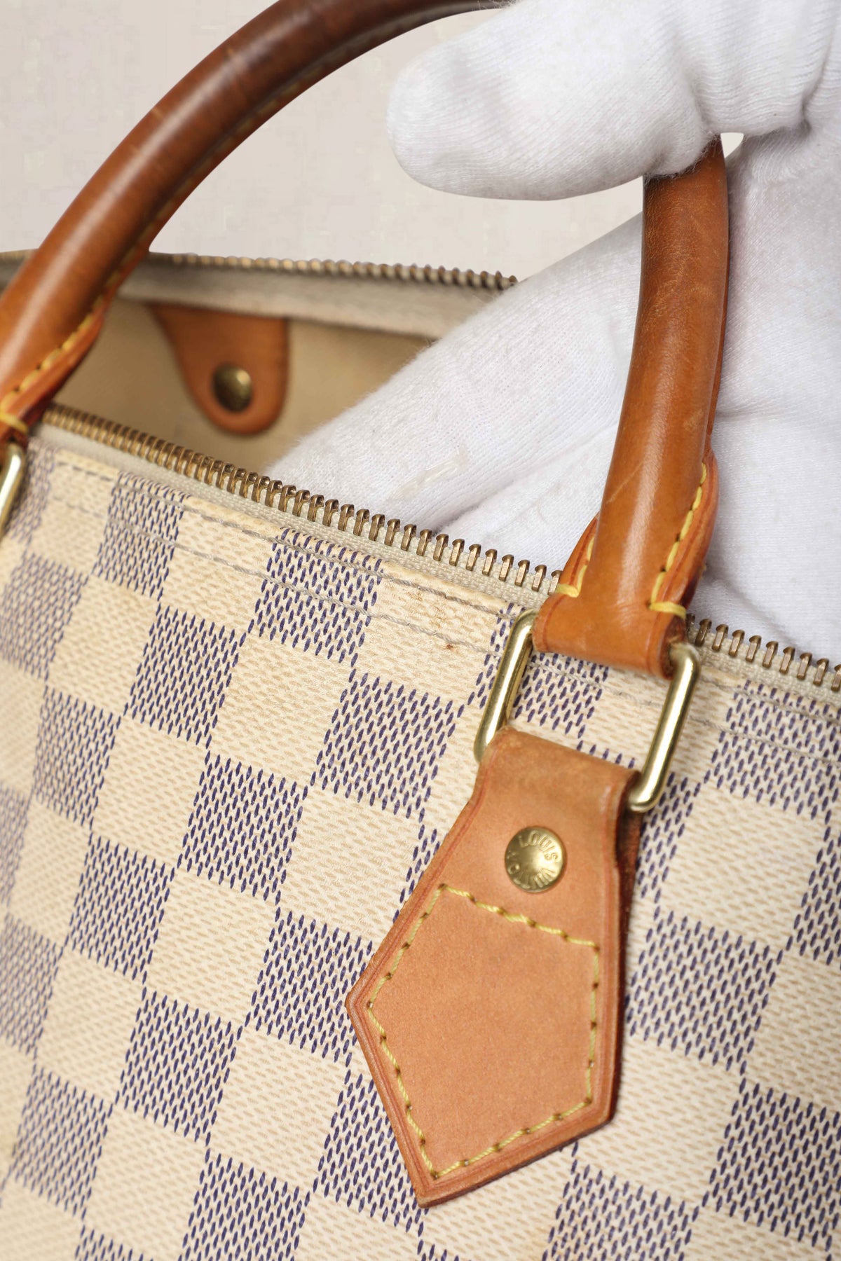 Louis Vuitton White Speedy 30 Damier Azur Top Handle Bag