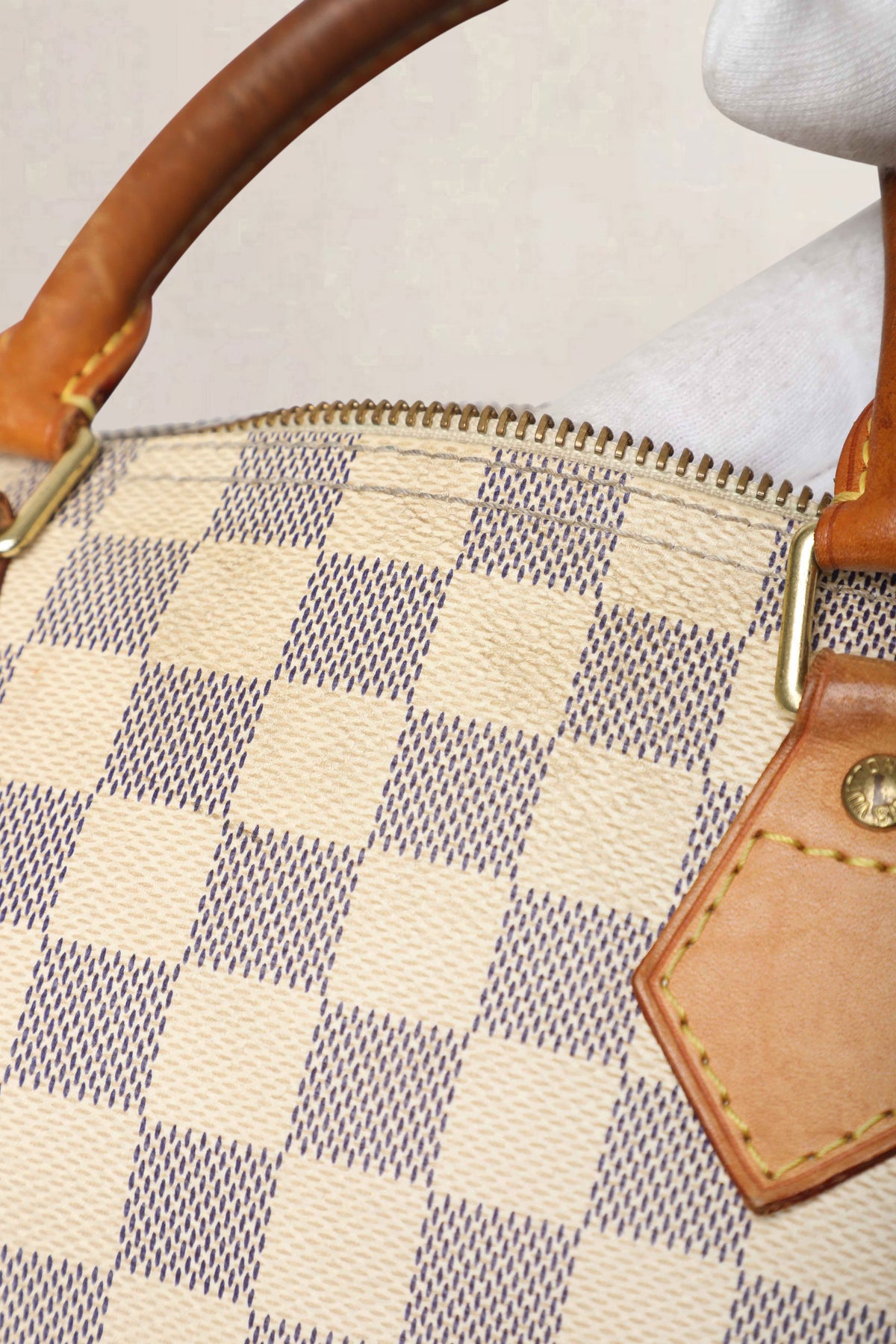 Louis Vuitton White Speedy 30 Damier Azur Top Handle Bag