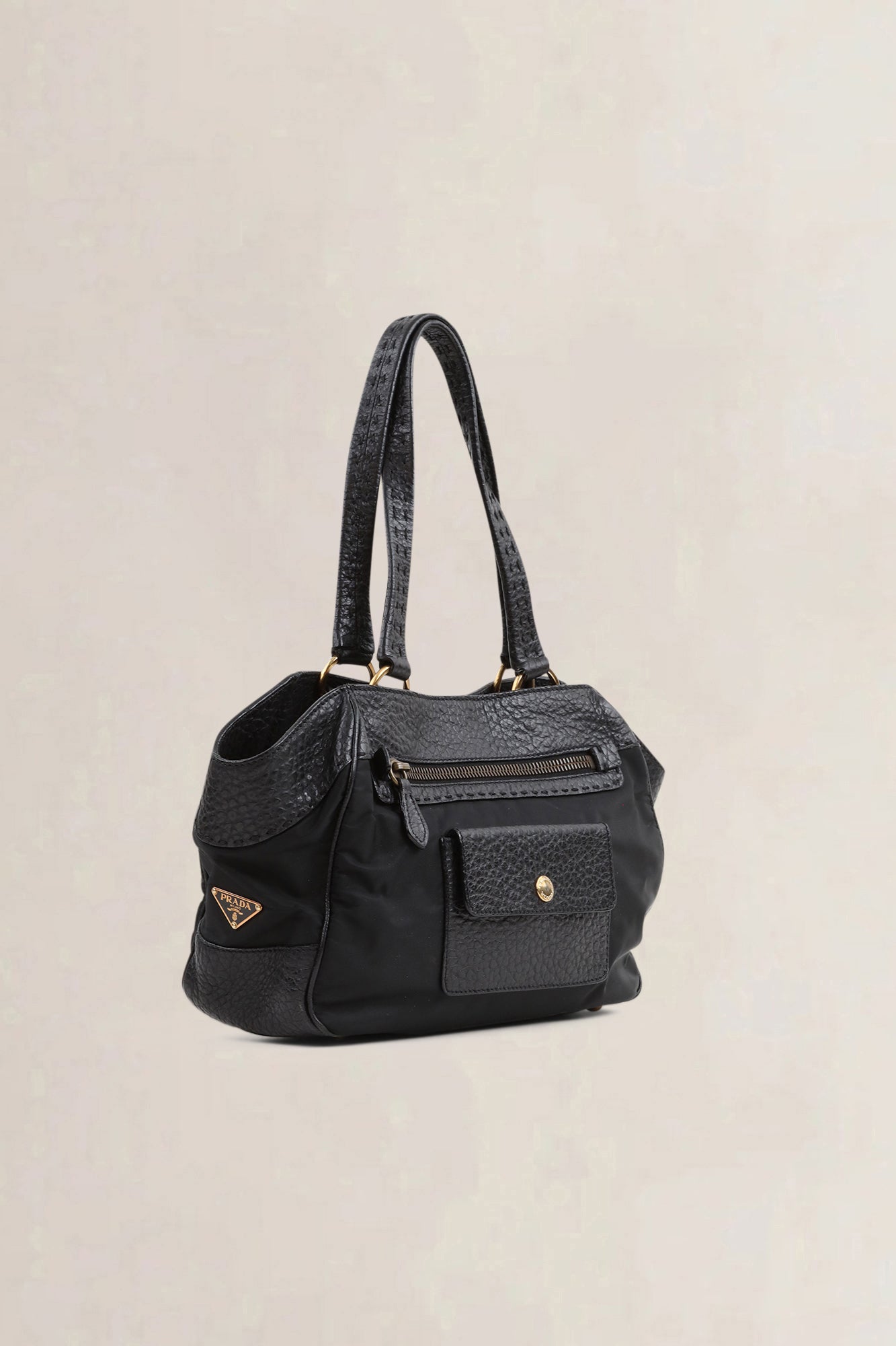 Prada Black Leather/Nylon Shoulder Bag