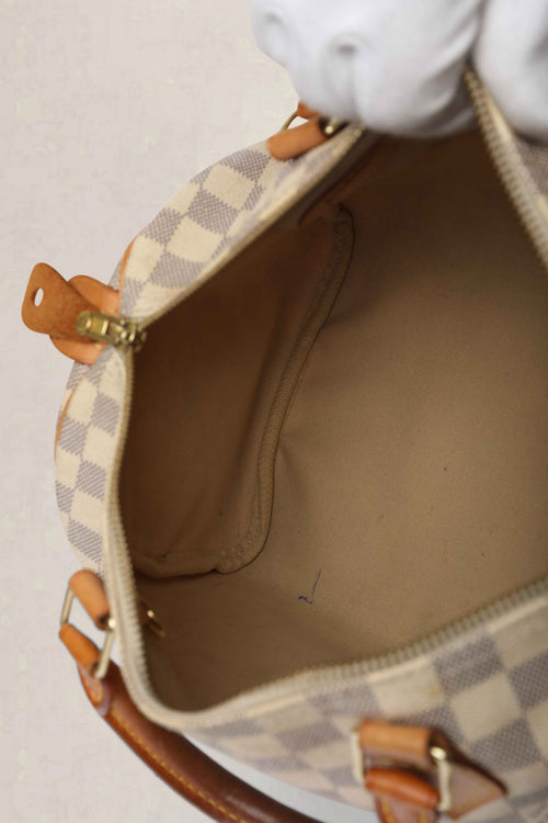 Louis Vuitton White Speedy 30 Damier Azur Top Handle Bag