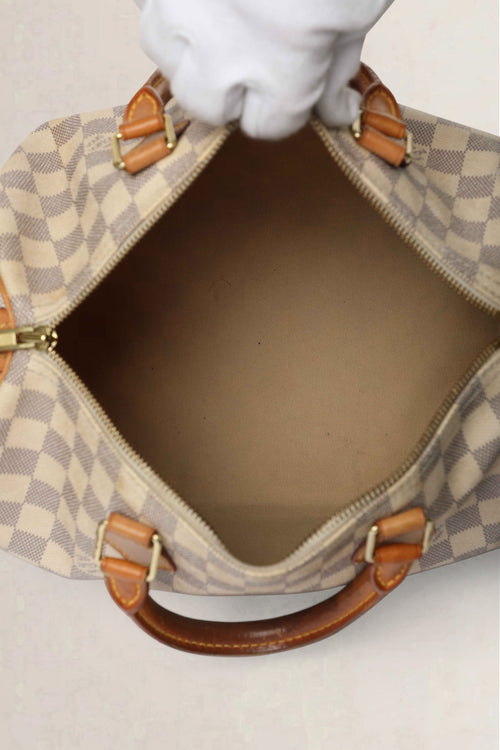 Louis Vuitton White Speedy 30 Damier Azur Top Handle Bag